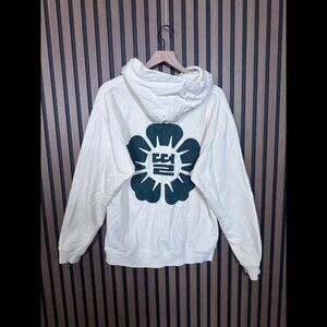 Sundae School Hoodie Large Mens Ivory 4.2 GPA Pullover Fleece Graphic Floral